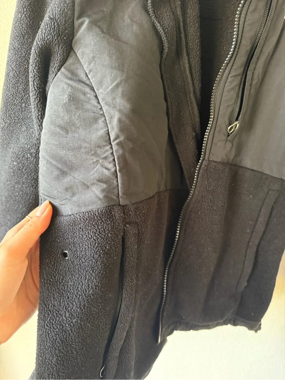 The North Face Black Men's Fleece Jacket with Chest Zip Pocket